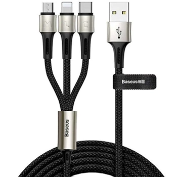 کابل تبدیل USB به USB-C/microUSB/لایتنینگ باسئوس مدل CAMLT-GH01 طول 1.2 متر